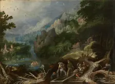Mountain Landscape with Travelers at a Well, c1610-1620. Creator: Frederik van Valckenborch