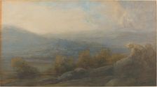 Mountain Landscape with two Figures at the Right, 1905. Creator: Alphonse Legros