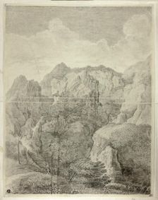 Mountain Landscape with Two Figures in Foreground, n.d. Creator: Unknown