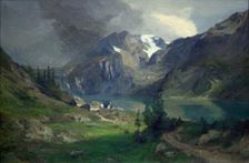 Mountain landscape with Village, 1873. Creator: Thorben Viking Bille