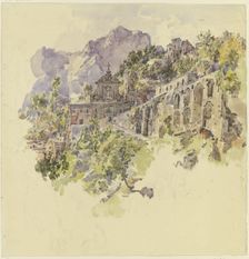 Mountain monastery with large terraces and staircases, c1841-1847. Creator: Johann Nepomuk Rauch