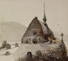 Mountain Scene, 1852. Creator: Caspar Scheuren