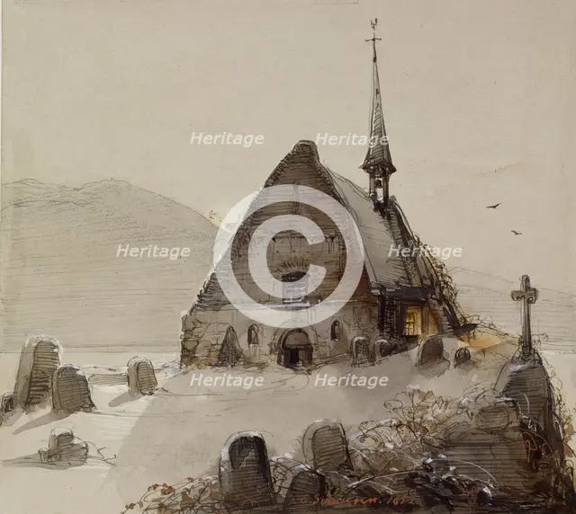 Mountain Scene, 1852. Creator: Caspar Scheuren.