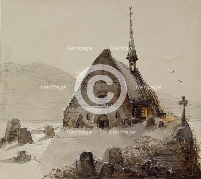 Mountain Scene, 1852. Creator: Caspar Scheuren.