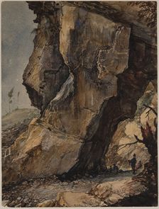 Mountain Scene with Crag and Soldiers, c1849. Creator: George Loring Brown