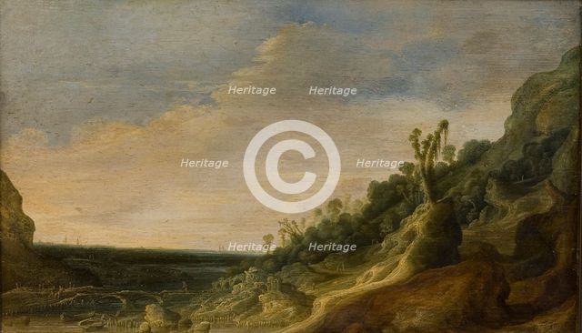 Mountain Scenery with a View of a River and the Sea, 1634-1734. Creator: Jacob Jacobsz. Van Geel.