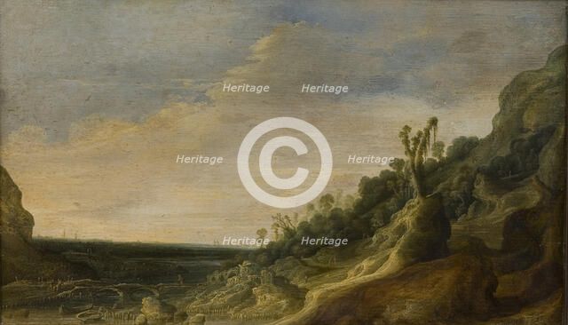 Mountain Scenery with a View of a River and the Sea, 1634-1734. Creator: Jacob Jacobsz. Van Geel.