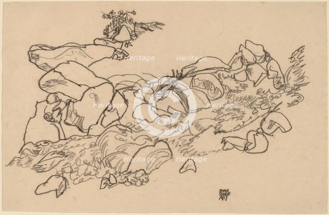 Mountain Stream, 1917. Creator: Egon Schiele.