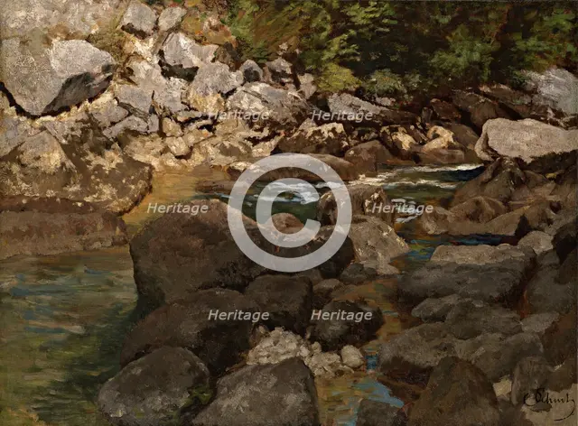 Mountain Stream with Boulders, 1888-1889. Artist: Schuch, Carl (1846-1903)