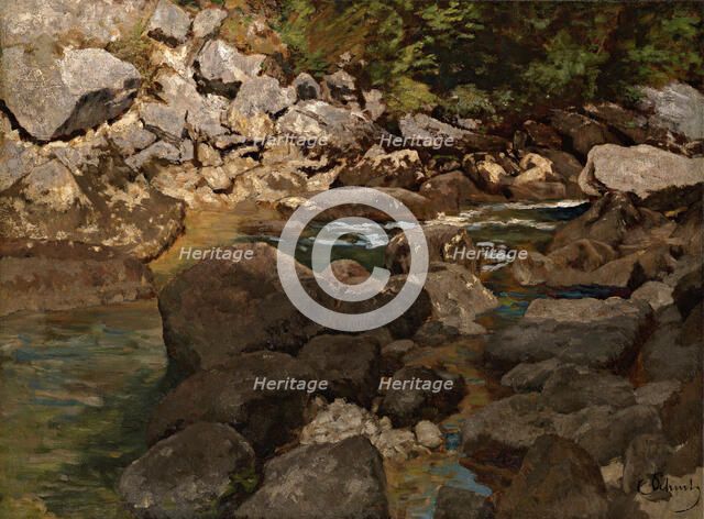 Mountain Stream with Boulders, 1888-1889. Artist: Schuch, Carl (1846-1903)