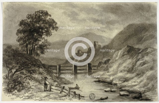 Mountain Stream with Boat, c. 1855. Creator: Elizabeth Murray.