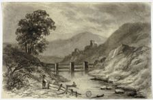 Mountain Stream with Boat, c. 1855. Creator: Elizabeth Murray
