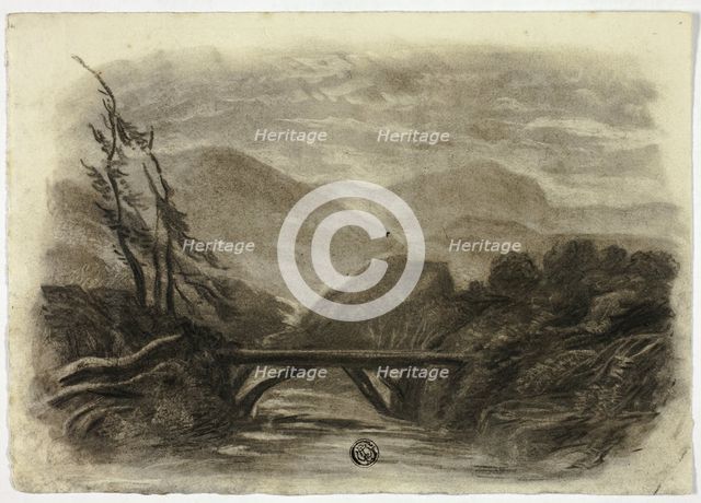 Mountain Stream with Small Bridge I, c. 1855. Creator: Elizabeth Murray.