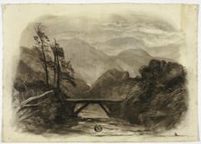 Mountain Stream with Small Bridge II, c. 1855. Creator: Elizabeth Murray