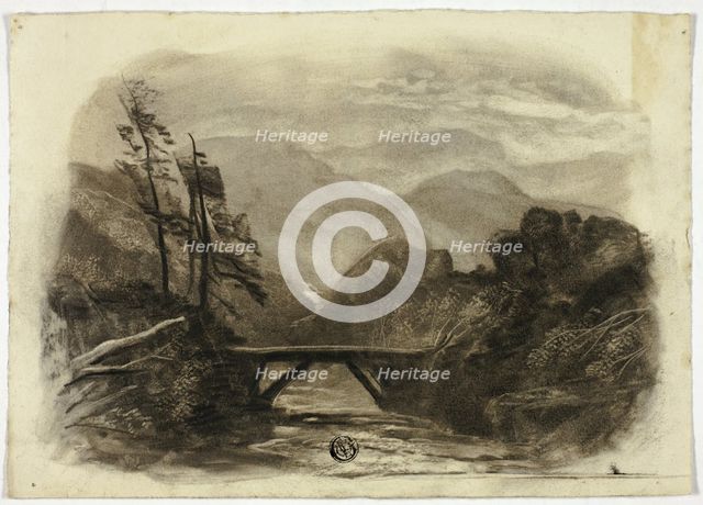 Mountain Stream with Small Bridge II, c. 1855. Creator: Elizabeth Murray.