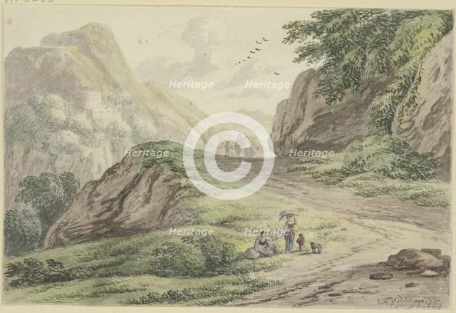 Mountain path with staffage, (1689?). Creator: Unknown.