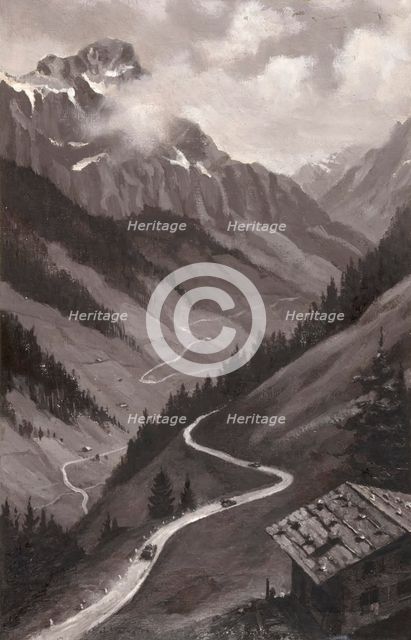 Mountain road, Army transport, between 1939 and 1946. Creators: Central Office of Information, Unknown.