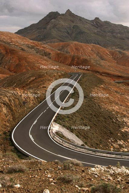 Mountain road between La Pared and Pajara, Fuerteventura, Canary Islands.