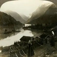 Mountain-walled Loen Lake - unrivalled in beauty and grandeur - from Seten farm, Norway c1905. Creator: Unknown
