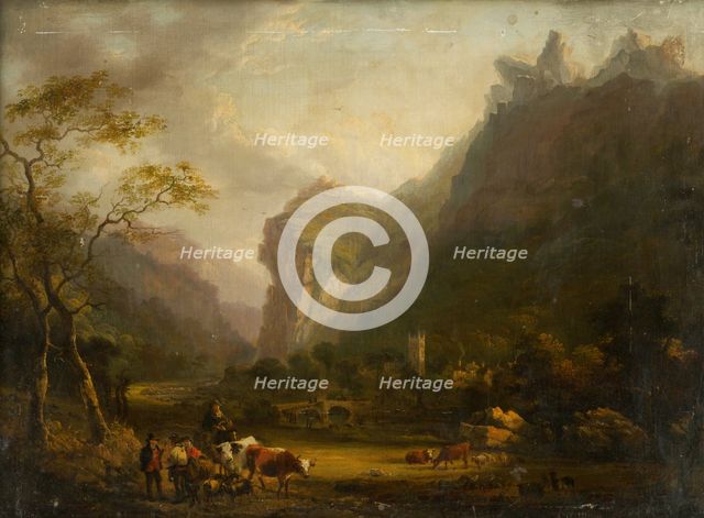 Mountain Valley with a Figural Group in the Foreground, 1800-1820. Creator: Unknown.