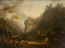 Mountain Valley with a Figural Group in the Foreground, 1800-1820. Creator: Unknown