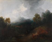 Mountain Valley with Figures and Distant Village, between 1773 and 1777. Creator: Thomas Gainsborough