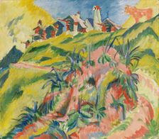 Mountain village with pink cow, 1919-1920. Creator: Ernst Kirchner