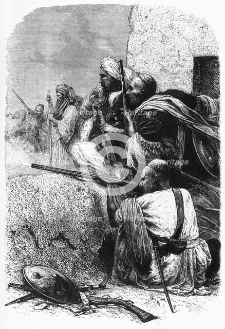 'Mountaineers of the North-West Firing on the British', c1891. Creator: James Grant.