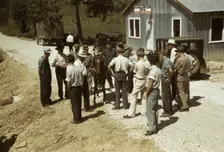 Mountaineers and farmers trading mules and horses on "Jockey St.,", Campton, Wolfe County, Ky., 1940 Creator: Marion Post Wolcott