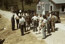 Mountaineers and farmers trading mules and horses on "Jockey St.,", Campton, Wolfe County, Ky., 1940 Creator: Marion Post Wolcott