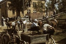 Mountaineers and farmers trading mules and horses on "Jockey St.,", Campton, Wolfe County, Ky., 1940 Creator: Marion Post Wolcott