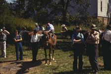 Mountaineers and farmers trading mules and horses on "Jockey St.,", Campton, Wolfe County, Ky., 1940 Creator: Marion Post Wolcott