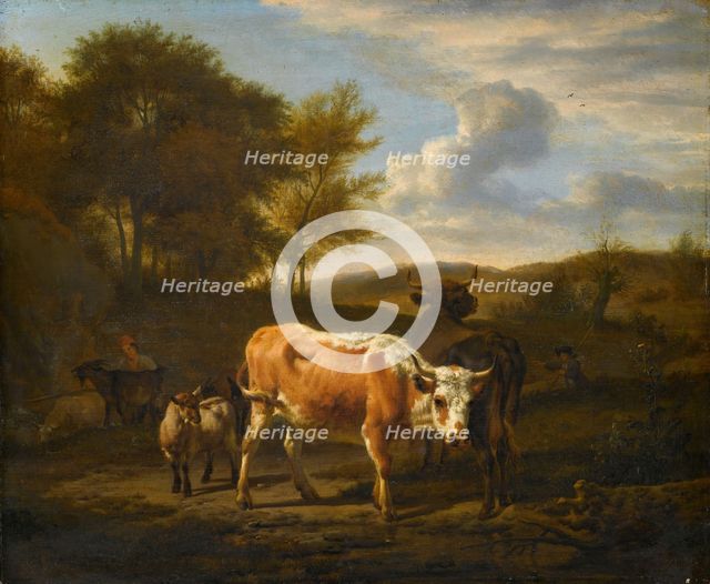 Mountainous Landscape with Cows, 1663. Creator: Adriaen van de Velde.