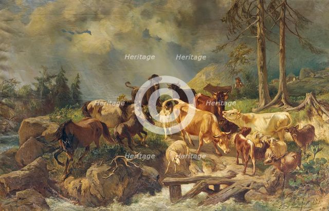 Mountainous landscape with cows, 1897 (?). Creator: Franz Xaver von Pausinger.