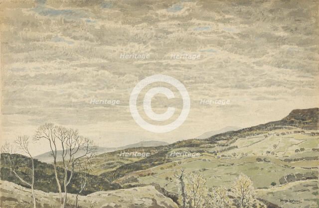 Mountainous Landscape with Cloudy Sky, about 1930. Creator: George Graham.