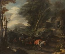 Mountainous landscape with a traveling merchant, 1601-1700. Creator: Unknown