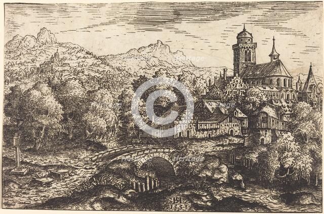 Mountainous Landscape with a Village, 1553. Creator: Hans Sebald Lautensack.