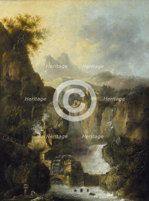 Mountainous Landscape with a Waterfall, 1803. Creator: Louis Belanger.