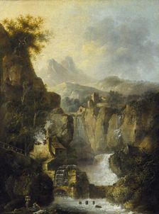 Mountainous Landscape with a Waterfall, 1803. Creator: Louis Belanger