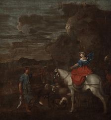 Mountainous Landscape with a Woman Riding, c17th century. Creator: Unknown