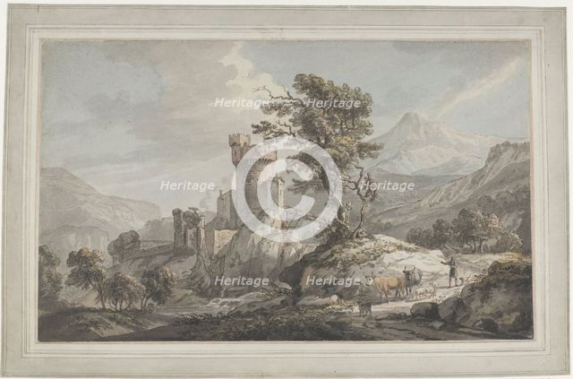 Mountainous Landscape with a Fortress, 1760. Creator: Paul Sandby.