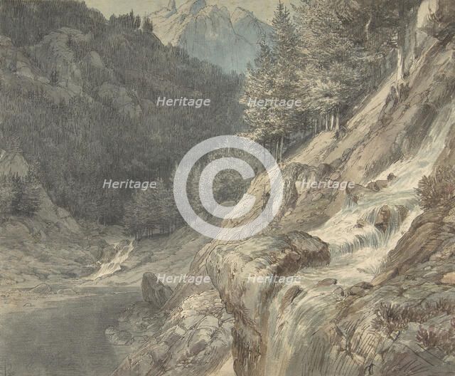 Mountainous Landscape with a River, 1807-63. Creator: Johann Wilhelm Schirmer.