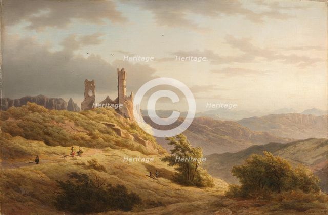 Mountainous Landscape with a Ruin, 1849. Creator: Louwrens Hanedoes.