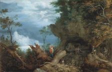 Mountainous Landscape with an Entrance to a Mine, c.between 1612 and 1613. Creator: Roelandt Savery