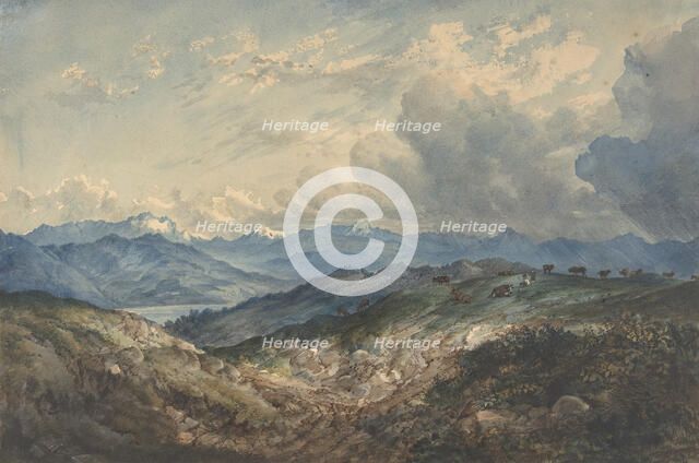 Mountainous Landscape with Approaching Thunderstorm, 19th century. Creator: Anon.