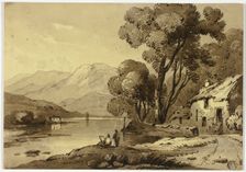 Mountainous Landscape with Artist Sketching in Foreground, n.d. Creator: James Robertson
