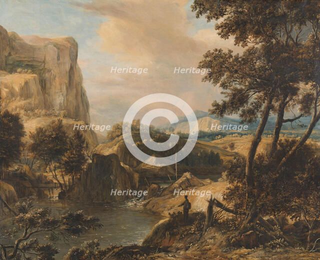 Mountainous landscape with fisherman, 1650-1692. Creator: Roelant Roghman.