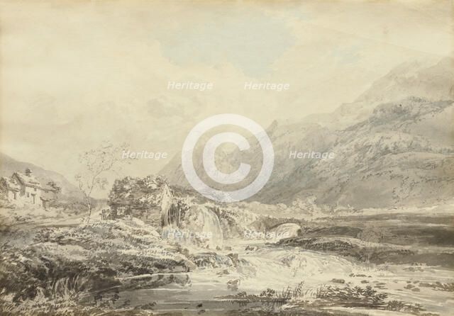 Mountainous Landscape With Overshot Mill And Bridge, c1795. Creator: Thomas Girtin.