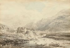 Mountainous Landscape With Overshot Mill And Bridge, c1795. Creator: Thomas Girtin