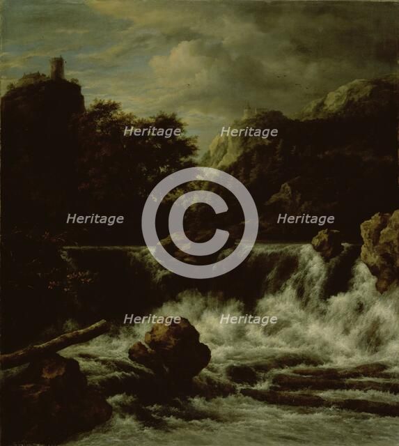 Mountainous Landscape with Waterfall, 1650-1682. Creator: Jacob van Ruisdael.